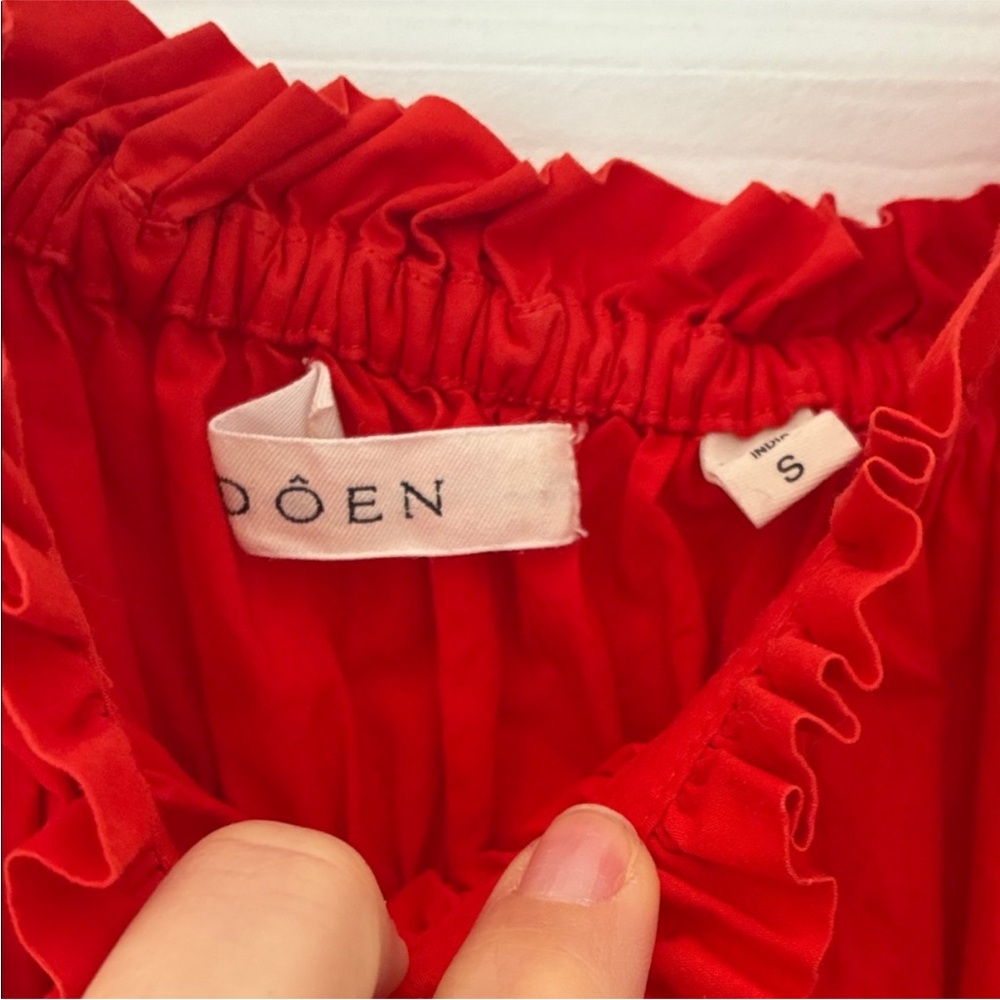 Doen Red Smocked Midi Dress - Picture 7 of 7